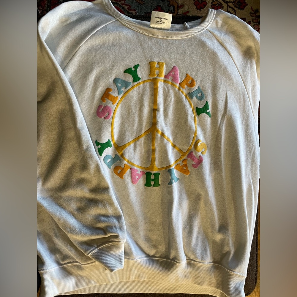 Stay Happy Peace Sign Sweatshirt Sz xxl